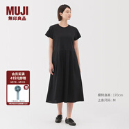 無印良品（MUJI）女式?jīng)龈卸绦溥B衣裙女裝裙子25年夏季連身裙涼感物語長裙BC2LKA5S 黑色 L (165/88A)