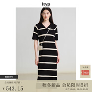 旅途原品（ltyp）明星同款真絲亞麻棉休閑V字翻領(lǐng)條紋針織連衣裙女中長(zhǎng)裙 杏黑色-經(jīng)典條紋-真絲亞麻棉 L -XL-165-170cm（現(xiàn)貨）