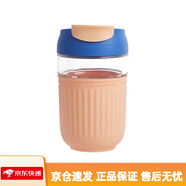 COSTA雙飲口玻璃杯吸管咖啡杯高顏值便攜杯子可愛辦公帶杯套水杯 小波浪-雙飲口玻璃杯(橘色)_400m