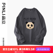 品立（PINLI）衛(wèi)衣男春秋款潮流熊貓頭設(shè)計休閑圓領(lǐng)男士長袖上衣 深灰 M 170