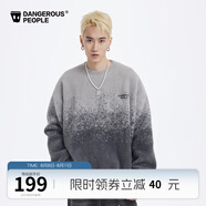 Dangerous people薛之謙dsp漸變仿貂毛時(shí)尚寬松圓領(lǐng)套頭毛衣針織衫 灰色 XL