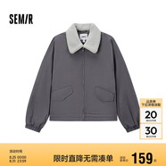 森馬（Semir）外套女oversize插肩袖仿羊羔毛毛領(lǐng)冬季2024夾棉夾克109724108016