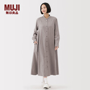 無印良品（MUJI）女式 法蘭絨 立領(lǐng)長袖連衣裙女裝裙子純棉連身裙25年秋季 米色 L (165/88A)
