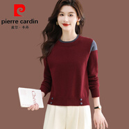皮爾卡丹（pierre cardin）100%羊絨衫低圓領(lǐng)毛衣女短款秋冬新款洋氣小個(gè)子內搭加厚針織打底 安哥拉紅 M 建議95-110斤