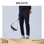 巴魯特（Brloote）男士針織休閑褲彈力舒適抽繩九分休閑褲秋冬 黑色 190/100A