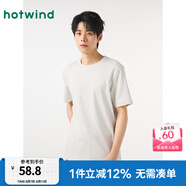 熱風(fēng)（Hotwind）短袖t恤男夏季新款基礎(chǔ)正肩圓領(lǐng)柔軟親膚舒適透氣純色T恤打底衫男 60淺灰 M