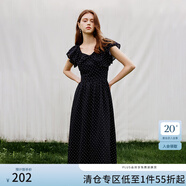 范思藍恩黑色波點(diǎn)顯瘦飛飛袖連衣裙女2024夏季新款小黑裙子12919 黑白波點(diǎn) L