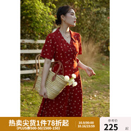 獨(dú)束大碼女裝法式小翻領(lǐng)連衣裙女夏季新款遮肉顯瘦雪紡裙子 紅色 2XL （尺碼：4）