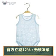 Kordear （考拉蒂爾）嬰兒新生兒衣服夏季無(wú)袖薄款 寶寶包屁衣幼兒內(nèi)衣新生兒打底衣服夏裝 貓咪款/淺藍(lán) 66cm （偏小拍大一碼）