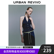 UR2025夏季新款女裝掛脖系帶露背無袖針織開衫UYU950087 藏青 (修身款) XL