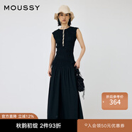 moussy 夏季新品優(yōu)雅氣質(zhì)重工不規則褶皺連衣裙010HA233-3831 020黑色 S
