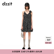 DZZIT地素連衣裙春秋甜酷少女星星印花女 黑色 S