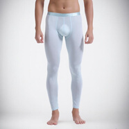 COCKCON男士秋褲男薄款冰絲打底褲男款保暖褲秋冬季高彈絲滑單件緊身襯褲 508淺藍色 2XL