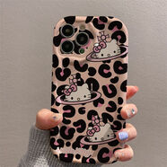 凱蒂貓（hellokitty）豹紋KT貓?zhí)O果12PROMAX奶油紋iPhone15軟殼14新款13小眾手機殼 KDJ01豹紋KT貓【古董白奶油紋殼】 蘋果6S
