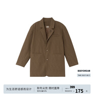 BODYDREAM休閑西裝男肌理感大碼外套復(fù)古高級(jí)感西服夾克/西褲套裝 棕色西裝 4XL