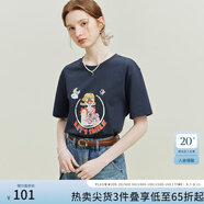 范思藍(lán)恩X卓別名聯(lián)名 23FS12339純棉寬松印花短袖t恤女夏新款 月亮女孩 XS