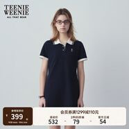 Teenie Weenie小熊夏季撞色Polo休閑通勤簡(jiǎn)約白色連衣裙時(shí)尚收腰短裙女 藏青色 S (160)