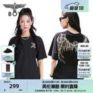 BOY LONDON【金翼鎖鏈】夏季短袖情侶款翅膀燙金潮牌圓領(lǐng)T恤N01918 黑色N01021經(jīng)典款 L