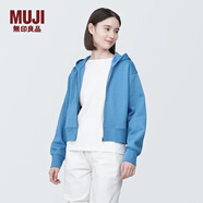 無印良品 MUJI 女式 緊密編織拉鏈衫女外套春秋款連帽衛(wèi)衣短款 上衣 薩克森藍 M (160/84A)