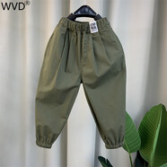 WVDWVD大牌童裝男童夏季褲子2025新款男寶寶春秋薄款休閑長(cháng)褲潮小兒童夏 軍綠色腰標打折防蚊褲(夏季涼爽 均碼 90cm(建議身高85左右)