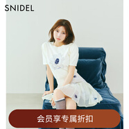 SNIDEL2025秋冬新品甜美高腰花朵印花半身裙百褶短裙SWFS254334 黃色 M (1)