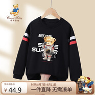 Classic Teddy精典泰迪童裝兒童衛(wèi)衣男女童圓領(lǐng)上衣中大童秋裝 黑色 140