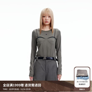 RE'VAN芮范冬季新品設計師款復古歐根紗拼接打底衫RN90801063 灰色 XS/34