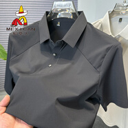 稻草人高端純色短袖t恤男2025新款冰絲polo衫男裝夏季薄款上衣服襯衫領(lǐng) 黑色 L