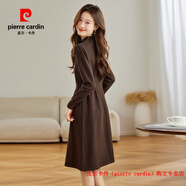 皮爾卡丹（pierre cardin）品牌高檔輕奢旗袍連衣裙女秋冬正式場(chǎng)合端莊媽媽喜婆婆婚宴裝禮服 品牌高端新品-咖色 M 建議【90斤-108斤】