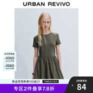 UR2025春季新款女裝簡約氣質(zhì)花苞修身短袖連衣裙UYY750015 灰綠 M
