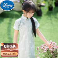 迪士尼（Disney）女童旗袍2025新款夏季江南國風(fēng)改良走秀古箏兒童新中式演出連衣裙 綠蝶 110 cm 【100-110cm，28-34斤】
