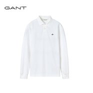 GANT甘特2025秋冬新款男裝棉質(zhì)POLO領(lǐng)長(cháng)袖T恤衫純色翻領(lǐng)內搭上衣 130-奶油白 4XL