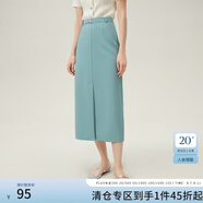 范思藍(lán)恩墨染·天水碧 氣質(zhì)高腰直筒半身裙女春中長(zhǎng)款24FS11263 水藍(lán)色 XS
