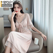 莫代爾女士睡衣女仿真絲性感睡裙夏季薄款冰絲家居服套頭蕾絲邊長(cháng)裙