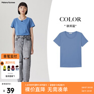 美特斯邦威短袖t恤女士夏季純色合體多色學(xué)生校園時(shí)尚女上衣基礎(chǔ)百搭打底衫 聯(lián)邦藍(lán) M 160 84A