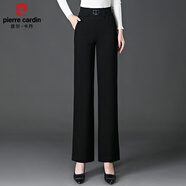 皮爾卡丹（pierre cardin）黑色闊腿褲女2025春秋新款松緊腰大碼中年媽媽女褲高腰直筒長(cháng)褲子 黑色_單褲 4XL _32碼