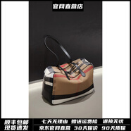 MOSPOKE品牌輕奢包包女包包包格子配皮特托包單肩斜挎時(shí)尚防水布子母包 黑色