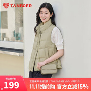 坦博爾羽絨服馬甲女立領(lǐng)寬松外搭短款羽絨背心外套TD236006 奶茶棕 175