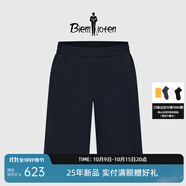 比音勒芬【舒適彈力】2025夏季新款褲子男戶外凈色輕量干爽寬松休閑短褲 25藏青色 40 （40）