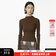 幻走（MOVEUP）2024冬季新款.FUN系列圓領(lǐng)撞色拼接設(shè)計(jì)師打底針織衫女 深褐 M