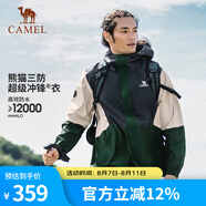 駱駝（CAMEL）【baby同款】熊貓系列三防沖鋒衣單層硬殼外套戶外防水西藏旅游登 AA12235456X墨藍(lán)/淺卡其/海綠,男 XXXL