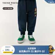 Teenie Weenie Kids小熊童裝24秋季款男女寶寶刺繡針織牛仔褲 藏青色 90 cm