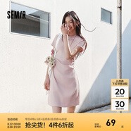 森馬（Semir）連衣裙女收腰T恤裙小心機夏季2025新款繡花圓領(lǐng)短裙簡(jiǎn)約休閑 橡皮粉61216 2XL