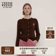 Teenie Weenie小熊針織開(kāi)衫女春季軟糯舒適簡(jiǎn)約休閑通勤針織毛衣外套女 棕色 M (165)