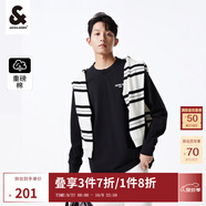 杰克·瓊斯（JACK&JONES）25年秋季植絨重磅棉字母休閑套頭寬松長袖T恤男裝打底衫內(nèi)搭外穿 黑色E40 XS 165