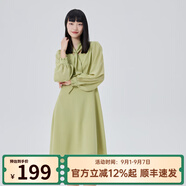 艾萊依商場(chǎng)同款新款系帶蝴蝶結法式氣質(zhì)連衣裙時(shí)尚百搭顯瘦長(cháng)裙子 西芹綠 M 160/84A