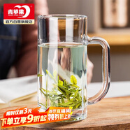 青蘋果帶把茶杯水杯 啤酒杯扎啤杯 無(wú)鉛玻璃杯飲料杯可樂(lè)杯 320ML