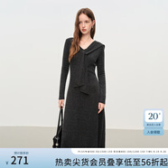 范思藍(lán)恩法式設(shè)計(jì)感披肩V領(lǐng)連衣裙2025秋冬修身顯瘦A字裙針織裙女 碳灰色 XS