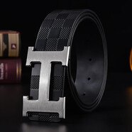 愛(ài)馬仕(Hermes)高端皮帶男士真皮平滑扣褲帶男潮頭層牛皮褲腰帶洗護保養 黑色+H銀扣 120cm