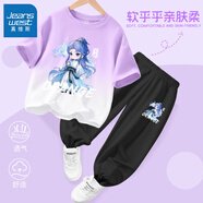 真維斯女童哪咤套裝兒童服裝2025夏季新款純棉t恤短袖冰絲敖丙上衣服 敖丙【吊染短袖+冰防蚊褲】03 130 【推薦體重45-56斤】
